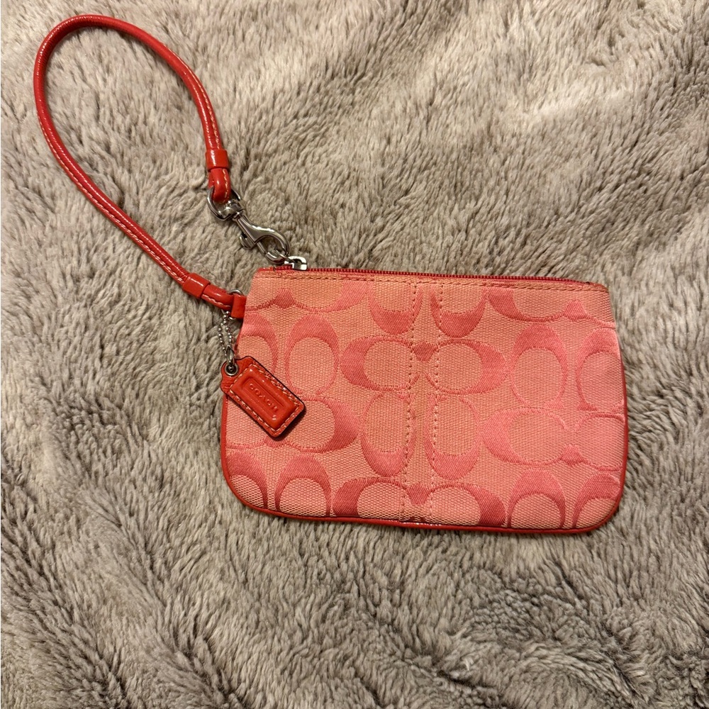 Pink Coach Signature Wristlet